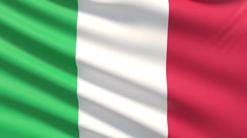 Waving Italian Flag Loop Realistic Fabric Animation