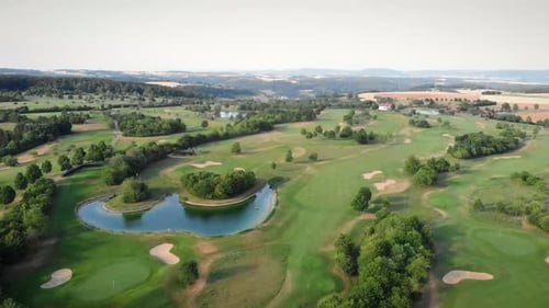 Golf course, aerial view