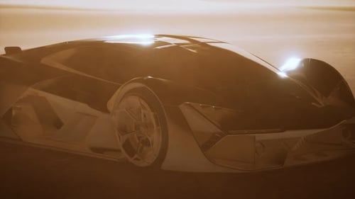 Supercar at Sunset in Desert