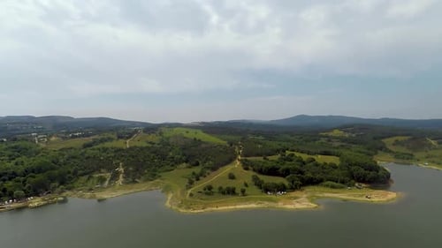 Aerial Lake and Hills