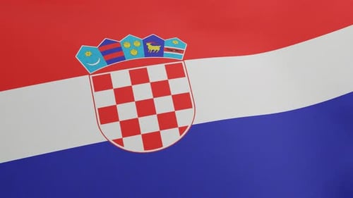 Waving Croatian Flag Animation with National Coat of Arms