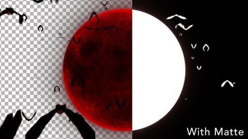 Spooky Red Moon and Flying Bats Halloween Animation