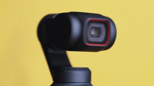 Black Camera Lens Gimbal Rotating Smoothly