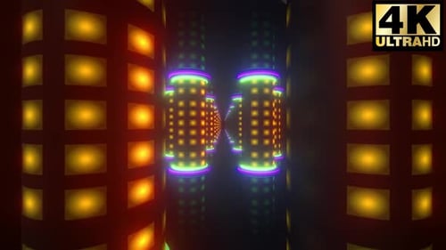 Neon Lights Futuristic Tunnel Motion Graphic Background Loop