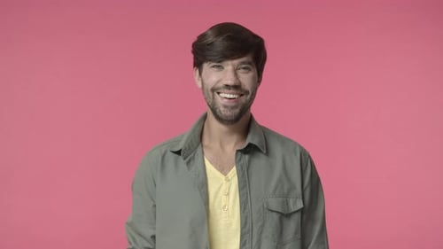 Man Smiling and Laughing in Studio Close Up
