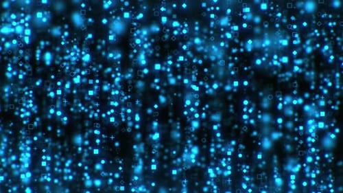 Glowing Digital Geometric Particle Stream Background Animation