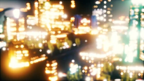 Abstract Blurred City Lights Night Motion Background