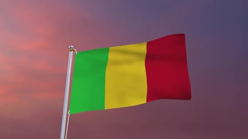 Realistic Waving Flag of Mali Animation