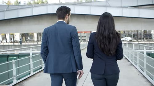 Back View of Business Colleagues Walking on Street