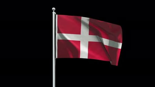 Waving Denmark National Flag with Alpha Channel