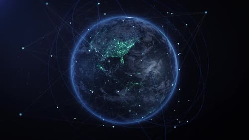 Digital Earth Globe with Global Communication Network Animated Background