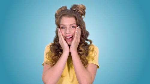 Blonde Woman Surprised in Mid Shot