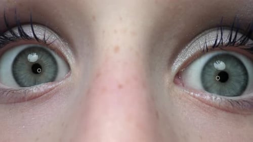 Eyes Widen in Extreme Close Up Shot
