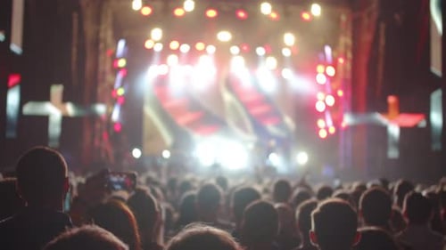 Crowd Enjoys Live Music Concert at Night
