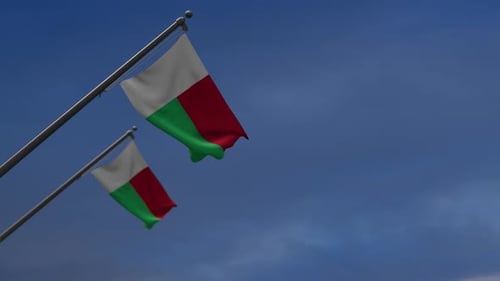 Madagascar Flags In The Blue Sky-2K