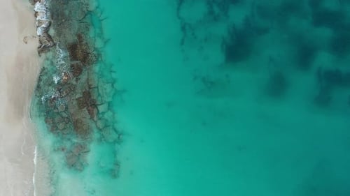 Drone footage of sand beach in the Caribbean