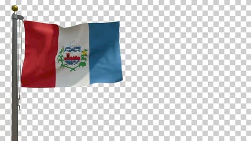 Alagoas Flag (Brazil) on Flagpole with Alpha Channel - 4K