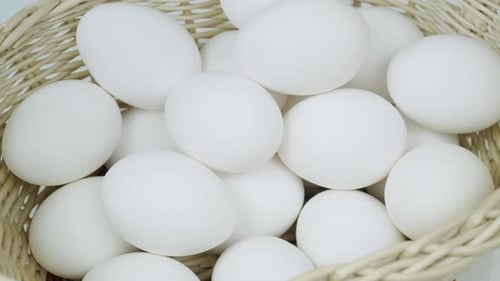Basket Filled With White Chicken Eggs