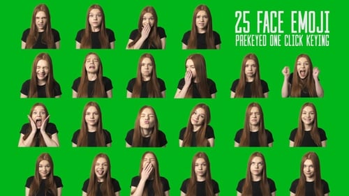 Expressive Woman Displaying Diverse Emotions on Green Screen