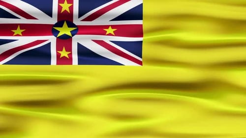 Niue Flag Waving Animation Loop