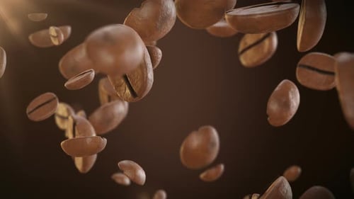 Seamless Loop of Falling Coffee Beans Animation