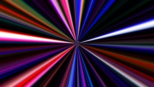 Abstract Rainbow Light Rays Warp Speed Tunnel Background