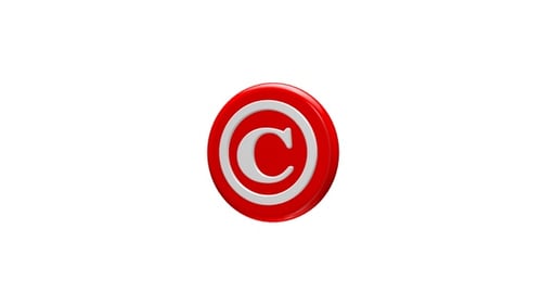 3D Glossy Copyright Symbol Rotating Animation with Alpha Channel