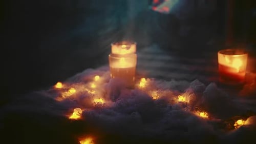 Candle Lights and Decorative Lights in Darkness