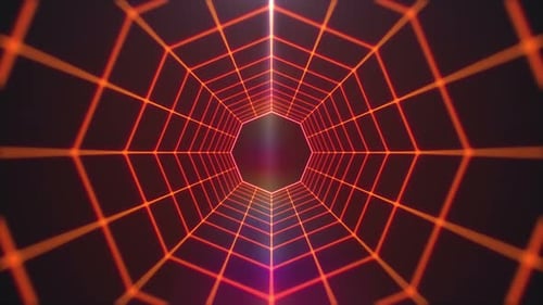 Retro Neon Grid Tunnel Loopable Background Animation