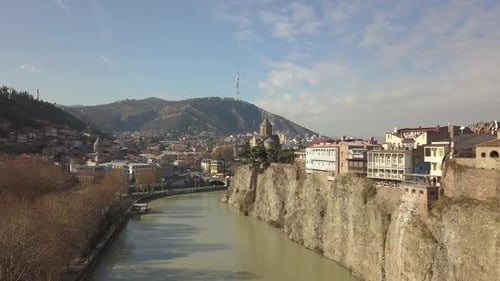Aerial view of Old Tbilisi. Metekhi district. Georgia