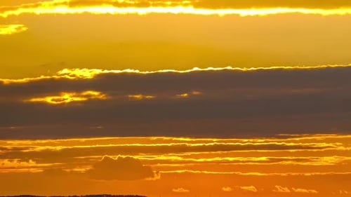 Majestic Timelapse of Dramatic Red Sunset Sky Over the Horizon. Amazing Sunset