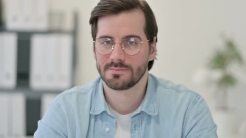 Bearded Man Wearing Glasses Close Up Portrait