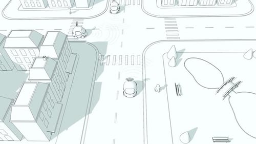Autonomous Vehicles in Smart City Intersection Animation