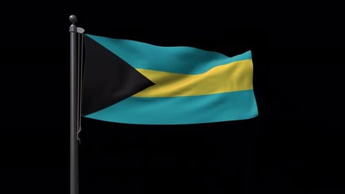 Bahamas Flag Waving Realistic Loop on Transparent Background