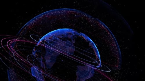 Futuristic Digital Earth Globe with Glowing Network Connections