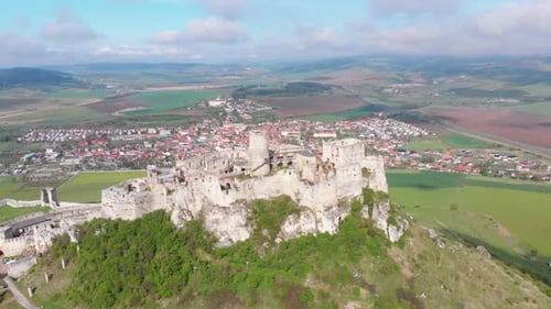 Aerial Drone View on Spis Castle. Slovakia. Ancient Castle, Spissky Hrad