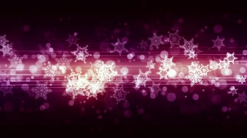 Glowing Snowflakes and Bokeh Light Streak Background