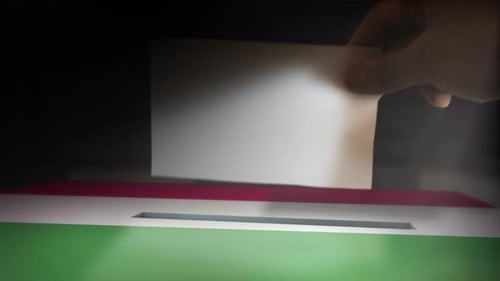 Votación digital compuesta a mano a la bandera nacional de Hungría