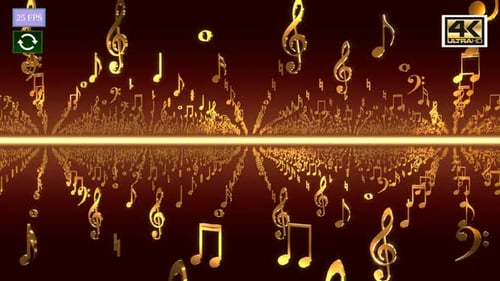 Elegant Golden Music Notes Flowing Loop Background