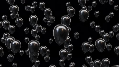 Loop Flying Black Balloons with Alpha Channel