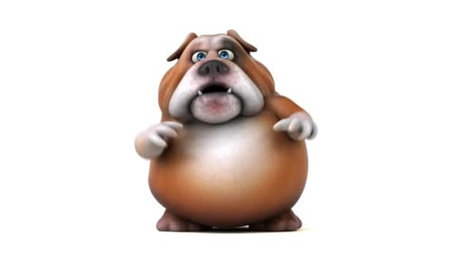 Funny 3D Cartoon Bulldog Character with Various Expressions Animation