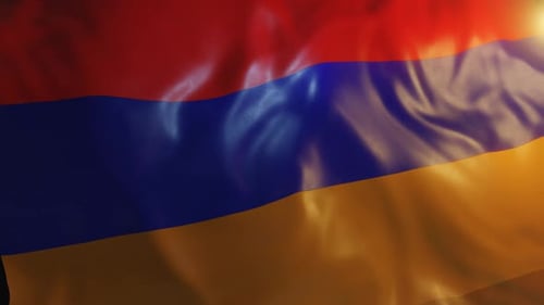 Armenian National Flag Waving in the Wind