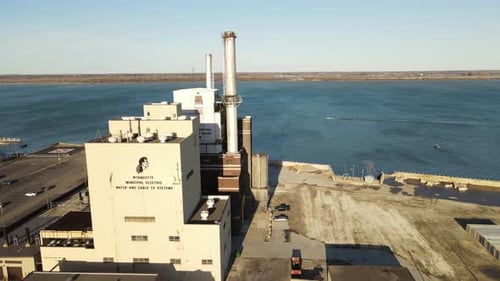 Coastal Wyandotte Power Plant, aerial orbit view
