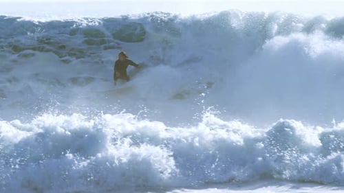 Surfers surfing in sea
