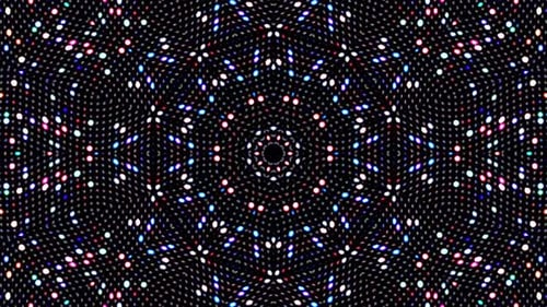kreisförmige leuchtende Lichtpunktwelle, bunt, auf schwarzem Hintergrund