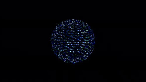 animated round shape of multicolor flashing lights, on a black background