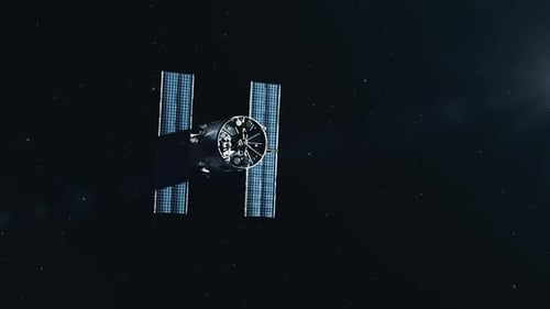 3D Animated Satellite Orbiting in Space with Solar Panels