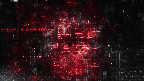 Futuristic Digital Glitch Red Particle Background Animation