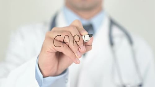 Doctor Writes 'Care' on Screen in Close Up