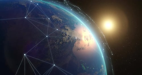 Modern Satellite Network Over Earth
